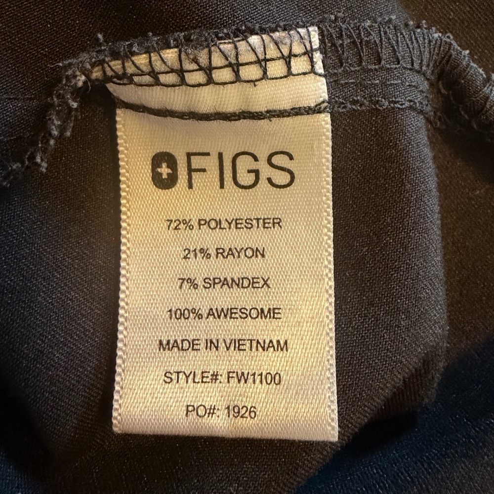 FIGS Technical Collection Black V-Neck Scrub Top XXL FW1100 Short Sleeve - Picture 7 of 7